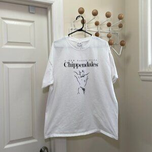 Chippendales Vintage 90s T shirt aesthetic line art White